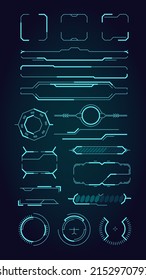 Hud Ui Elements. Sci Fi Infographic Modern Space Symbols For Web Design Interface Futuristic Digital Frames For Screen And Dividers Set
