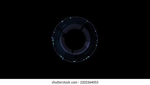 HUD user interface, sci-fi, future technology, dotted line and particle element on isolated black background. The target area of the search and the subject of the scan element. motion graphics.