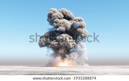 Huge explosion in an empty area. 3d Rendering