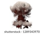 huge fire mushroom cloud explosion with smoke and flames - looks like nuclear bomb or any other big explosive isolated on white background - big blast 3D illustration