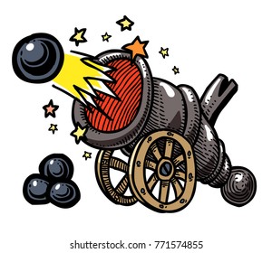 Huge Firing Cannon Cartoon Image Artistic Stock Illustration 771574855