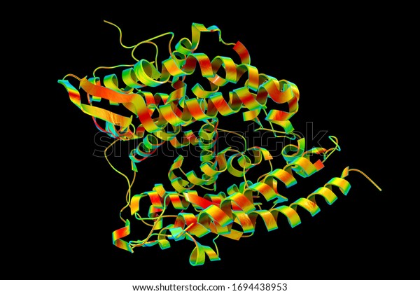ヒトace2受容体 3dイラスト アンギオテンシン変換酵素関連カルボキシペプチダーゼ Sars Cpv 2ウイルスがヒト細胞に入る膜タンパク質 の イラスト素材