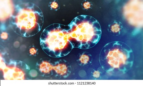 Human (animal) Cell Under Microscope (3D Illustration)