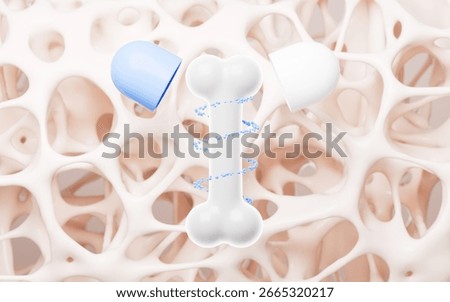 Human bones and porous skeletal framework background, 3d rendering. 3d illustration.