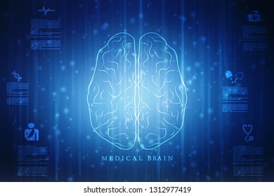 3d Rendering Human Brain On Technology Stock Illustration 495797320