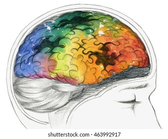 Human Brain With Alzheimer's Disease Or Other Cerebral Problem.