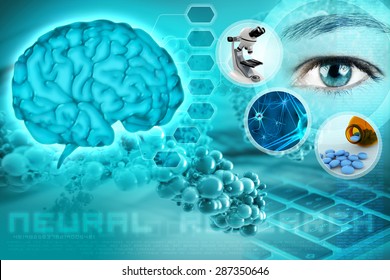 human brain and eye in an abstract neurological background - Powered by Shutterstock