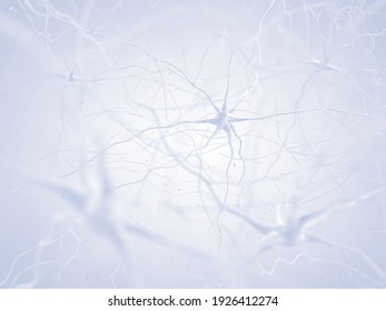 Human Brain Nerve Cells Abstract 3d Illustration Concept. The Neurons Are A Part Of The Central Nervous System.