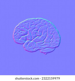 human brain ,Normal map for bump map texture 3d shaders and materials-3D illustration