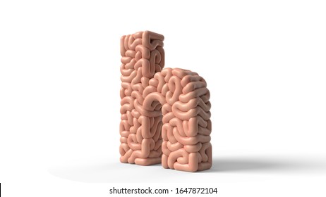 Human Brain In Shape Of Letter H. Suitable For Brain, Biology, Medicine, Science And Font Themes. 3D Illustration