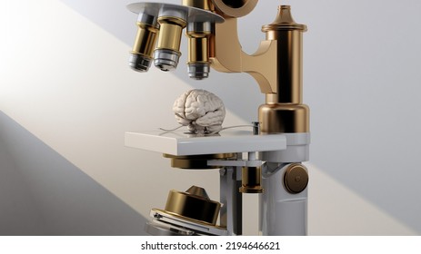 human brain under retro microscope close up. 3d rendering