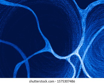 Human Cell. Anatomic Fractal Artwork. Human Neuron Cell. Topographic Swirled Background. Abstract Print. Cosmic Indigo Navy Colors. Imaginary Ornate Texture. Stylish Spiral Sketch.