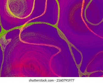 Human Cell. Digital Artwork. Human Neuron Cell. Topographic Spiral Texture. Network Swirled Background. Neon Purple Fractal Shapes. Imaginary Fractal Print. Stylish Ornate Pattern.