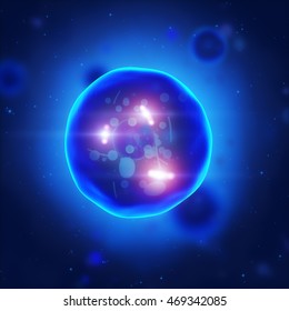 Human Cell With Nucleus And Mitochondrion
