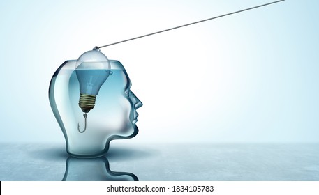 Human Creative Concept and brain thinking metaphor or an idea as a psychology or psychiatry and business innovative imagination icon as a 3D render.