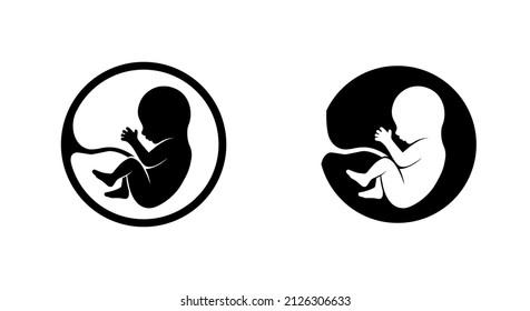 Human embryo on a white background. Pregnancy icon. Medical genetics sign. Obstetrics symbol. Extra corporal fertilization. Copy space. 