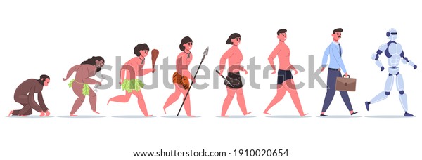 Human Evolution Male Character Development Monkey Stock Illustration ...