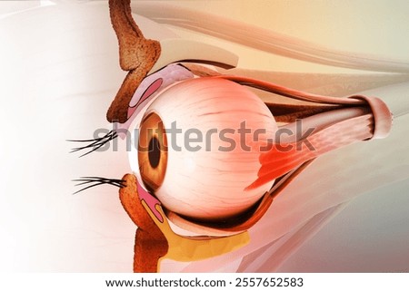 Human eye anatomy. Inner structure. 3d illustration