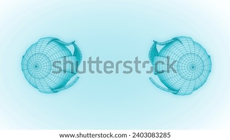 Human Eyes wireframe mode 3D illustration