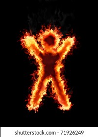 Human figure burn in fire
