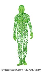 Human Figure With Green Dots Illustration, 3d Render