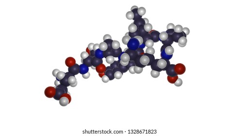 Human Growth Hormone, HGH, Somatotropine, 3d Molecular Structure With Transparent Background (alpha Channel)