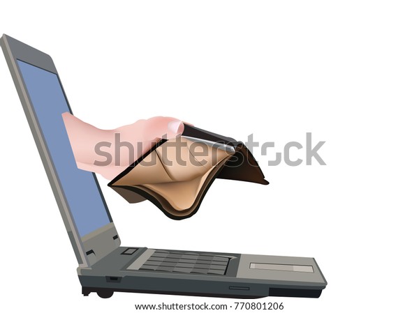 Human Hand Comes Out Computer Screen Stock Illustration 770801206