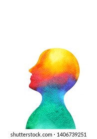 Human Head Mind Spirit Brain Energy  Power Abstract Art Watercolor Painting Illustration Design Hand Drawn