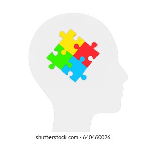 Profile Head Puzzle Pieces Vector Illustration Stock Vector (Royalty ...