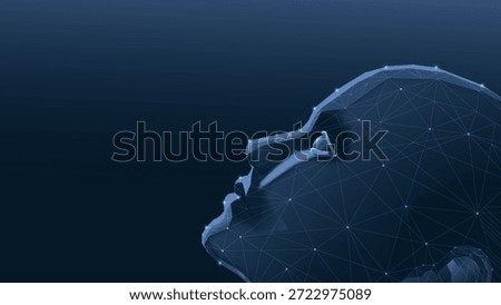 Human head, showcasing a network of interconnected lines and nodes that symbolize innovation and AI.