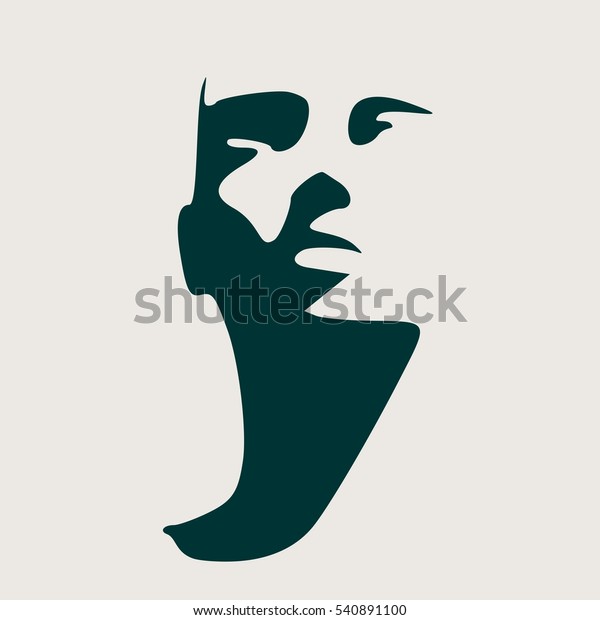 人間の頭シルエット 面正面図 人間の顔の一部のエレガントなシルエット イラスト のイラスト素材