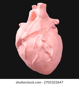 Human Heart 3D Render — Isolated on Black Background