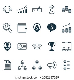 Human Icons Set With Prize, Organizational, Money And Other Wallet Elements. Isolated  Illustration Human Icons.