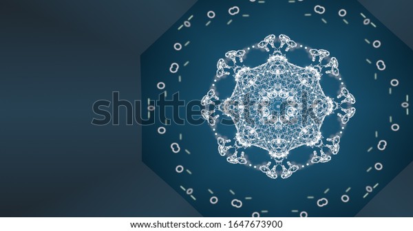 Human immune system virus in a circle across\
a starry\
background.
