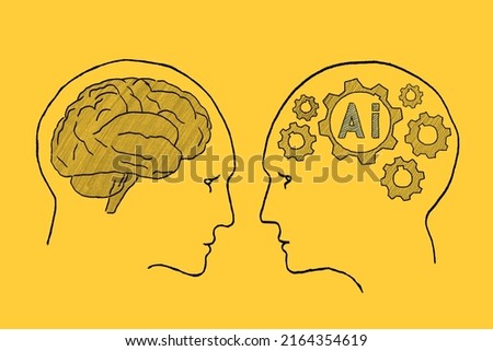 Human intelligence vs artificial intelligence. Face to face. Duel of views.