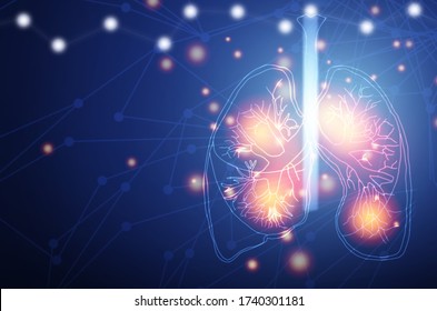 Human Lung. Lung Damage From The Corona Virus Covid 19. The Technology Concept.