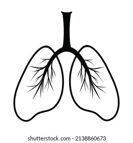 Human Lungs, Silhouette Simple Schematic Illustration. Sketch Drawing Of A Human Lung Organ. Clipart Medicine Isolate On White