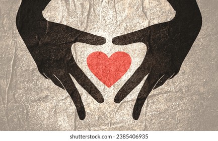 Human making hands in heart shape. Heart health insurance,social responsibility, gratitude,donation and happy charity volunteer concept. World heart day and Valentines day background - Powered by Shutterstock