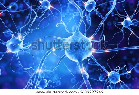 Human Neuron Cell Electrical Impulses. 3d illustration	