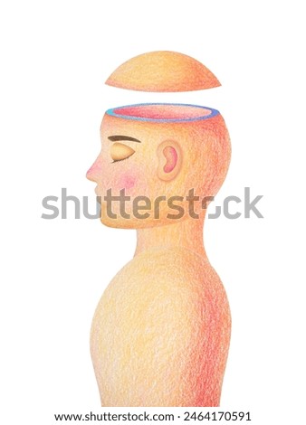 human open head closed eye mind mental health healing spiritual yoga breath brain power peace energy emotion wellbeing self care love concept art watercolor painting illustration design pencil color