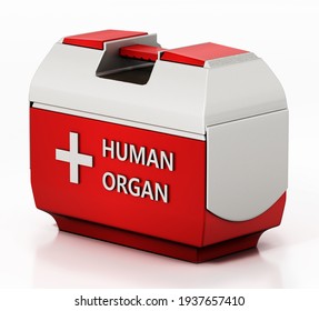 Human Organ Transport Box Isolated On White Background. 3D Illustration.