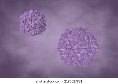 Human Polioviruses On Very Peri Background. Poliovirus Transmitted By Drinking Water, Infect Children And Causes Polio Disease. Medical Background. Scientific Background. 3d Illustration