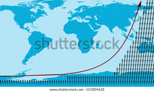 Human population\
increase 3D\
illustration