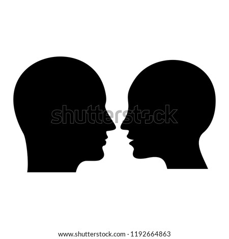 Similar – Man and woman face each other and look each other in the eyes