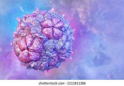 Human rhinovirus picornavirus. RNA enterovirus in the family Picornaviridae, cause of the common cold, rhinitis disease. 3D science model of molecular viral infectious agent structure, RNA virus cell