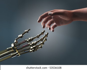 human and robot helping hands