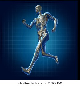 Human Running Man Skeleton X-ray Visual Bone Health Fitness Exercise Chart Symbol