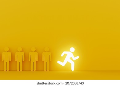 Human sign outstanding among group. Leader, Unique, Think different, Individual and standing out from the crowd concept. 3d illustration