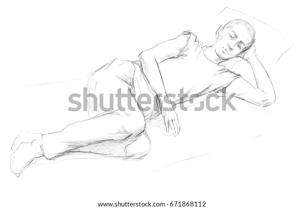 Human Sketch Pencil Drawing Quick Sketch Stock Illustration