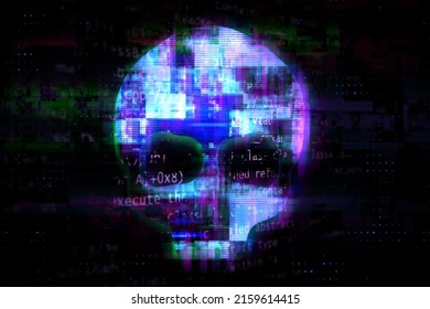 Human Skull On Glitched Screen Background Stock Illustration 2159614415 ...